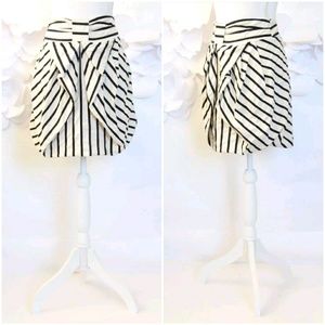 EVA FRANCO Striped Pleated Bow Skirt 2|XS Black